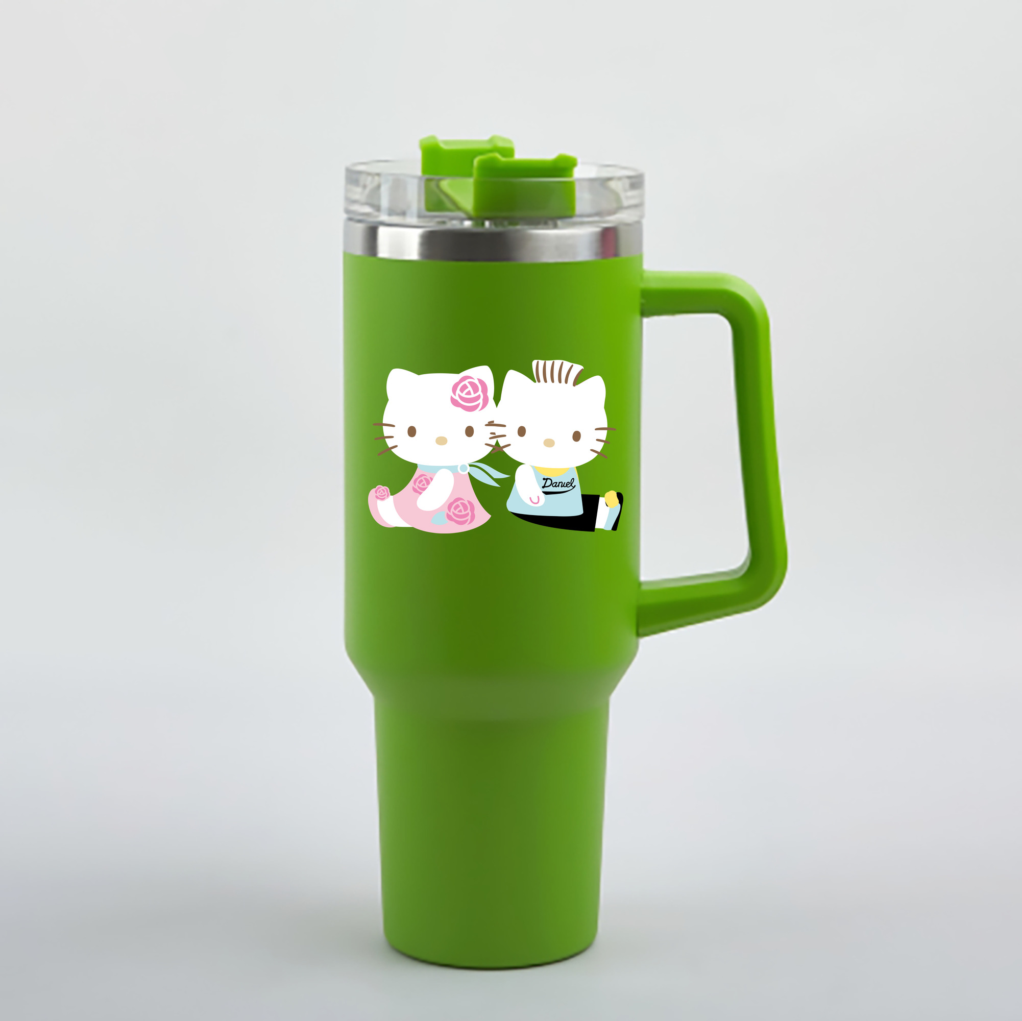 （画像用） Hello Kitty ハローキティ 1200mL車用タンブラー - クリスタルステッカー（プラスチックストロー付き）